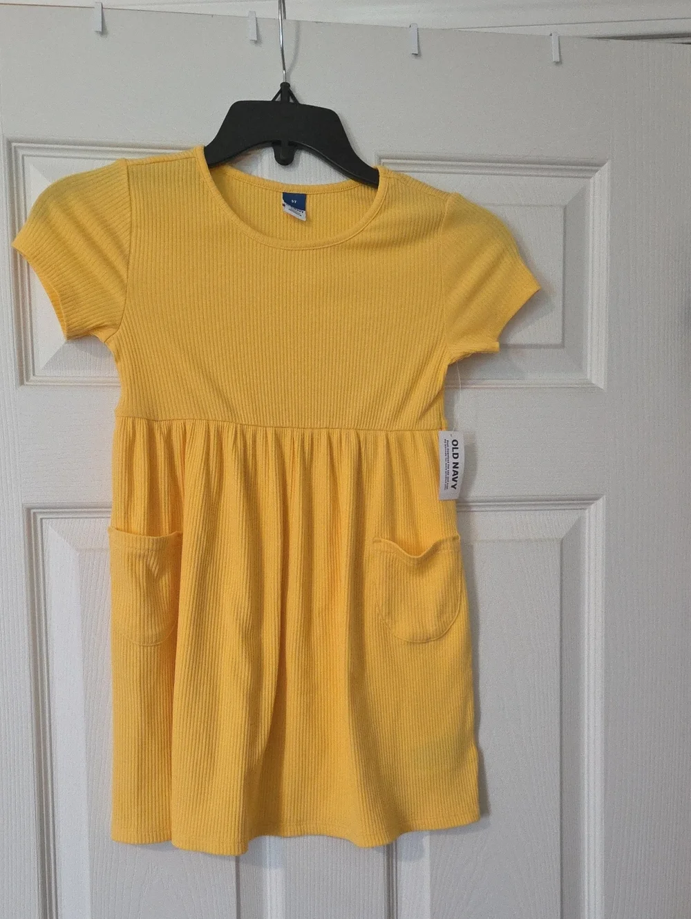Old Navy Bright Yellow Ribbed Pocket Dress for Girls